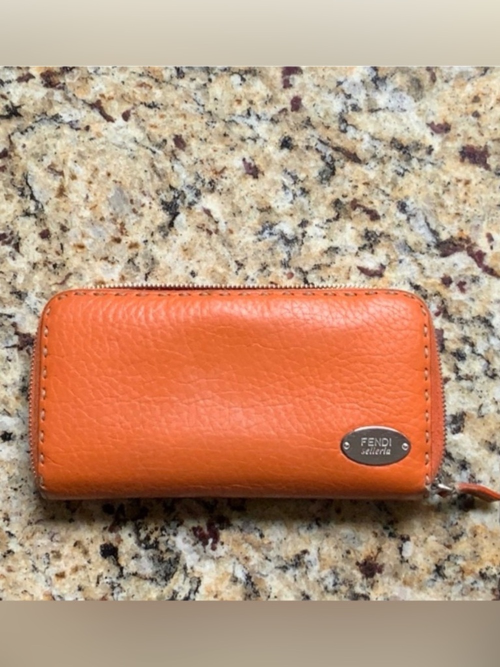 Fendi Selleria Leather Wallet - Vibrant Orange